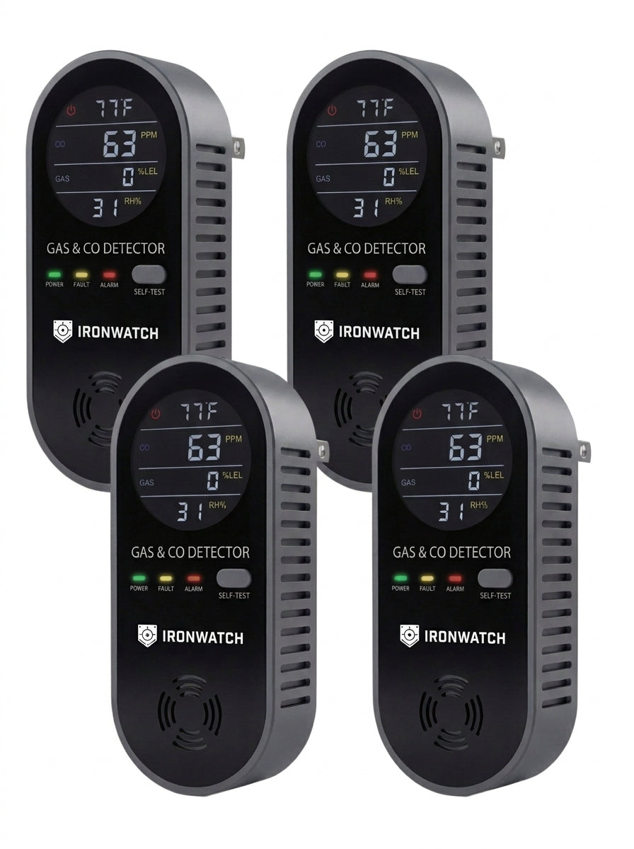 Ironwatch CO & Gas Detector — 4-Pack
